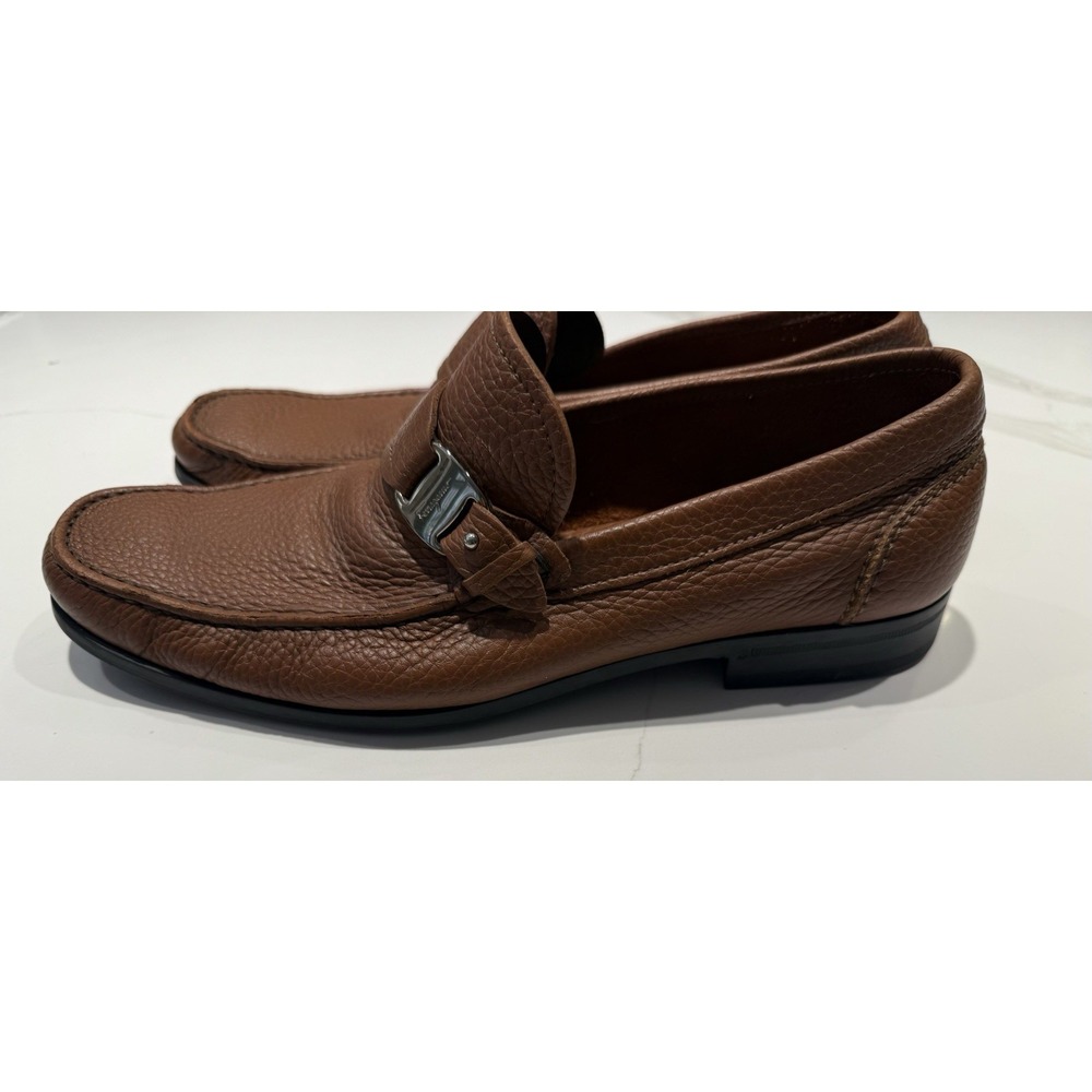 Salvatore Ferragamo Bravo Pebbled Buckle Loafer Brown Tan Size 9 D MS 28008 - Picture 4 of 9